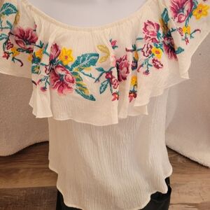 Peach Love California Off-Shoulder Floral Blouse